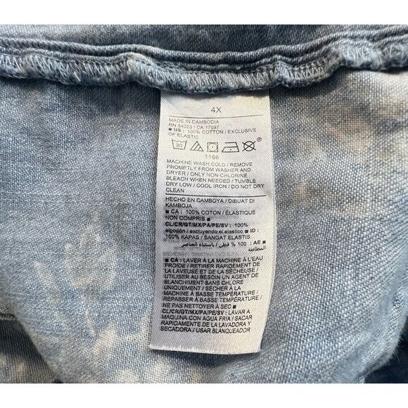 Old Navy Chambray Floral Tiered Midi Dress 4XL Smocked Beach Cruise Vacation - Picture 10 of 10